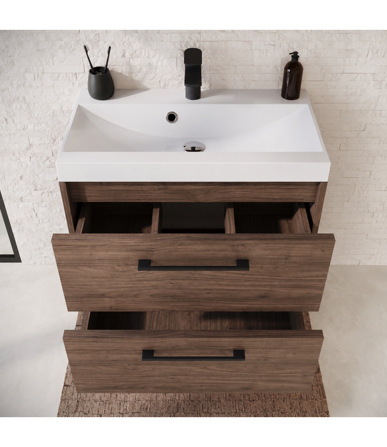 Badkamermeubel Florence 01 60cm met spiegelkast - walnoot bruin