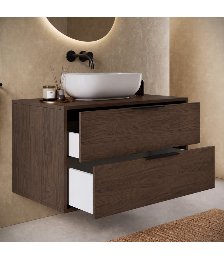 Wastafelkast Livorno -  80 x 46 x 46 cm - walnoot bruin
