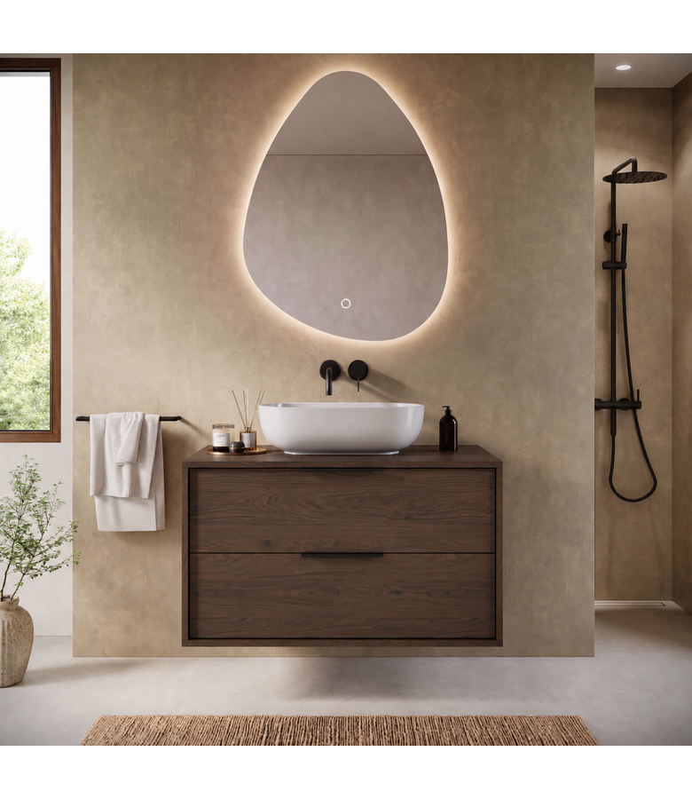 Wastafelkast Livorno -  80 x 46 x 46 cm - walnoot bruin