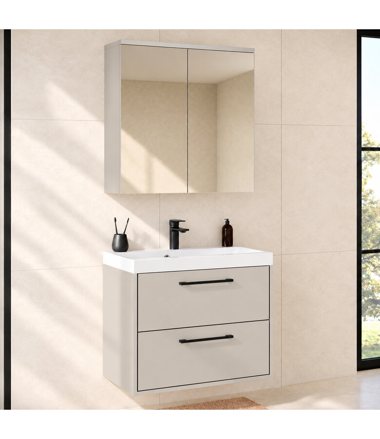 Badkamermeubel Florence 01 60cm met spiegelkast - beige