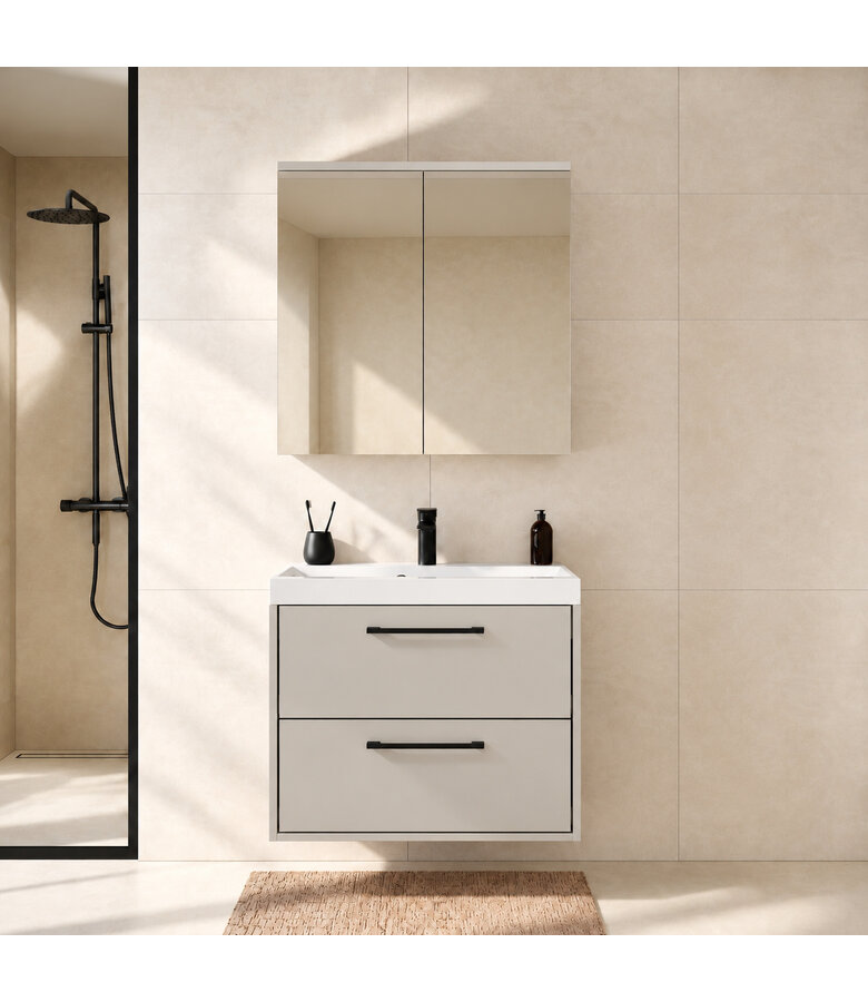Badkamermeubel Florence 01 60cm met spiegelkast - beige