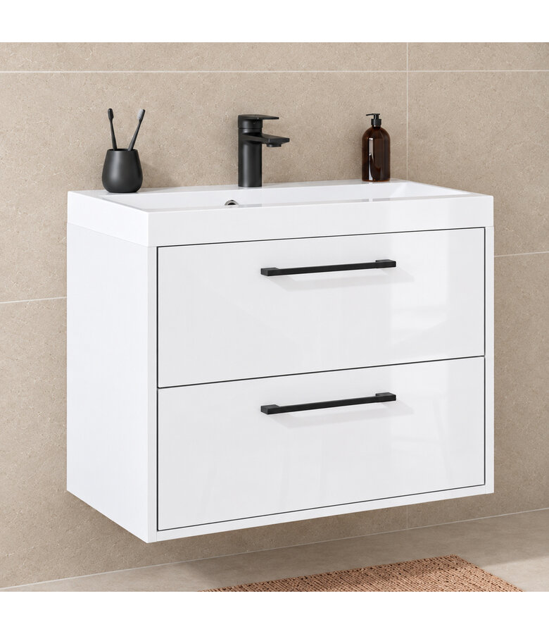 Badkamermeubel Florence 01 60cm met wastafel - hoogglans wit