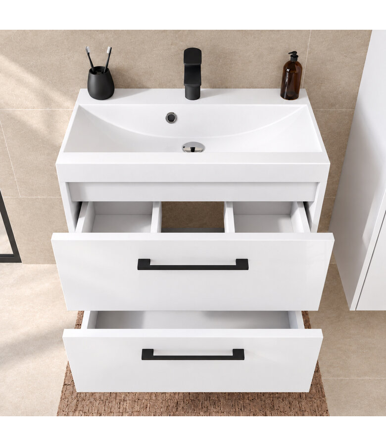 Badkamermeubel Florence 01 60cm met wastafel - hoogglans wit
