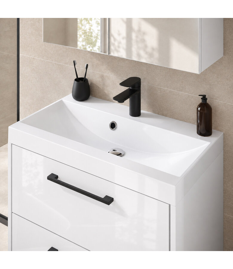 Badkamermeubel Florence 01 60cm met wastafel - hoogglans wit
