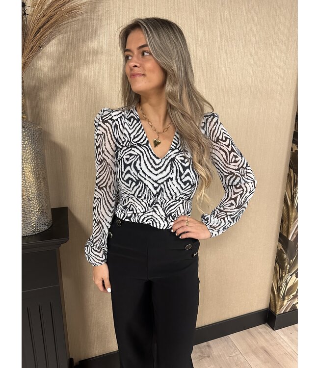 Morgan de toi Morgan Blouse Tmalo Black/White