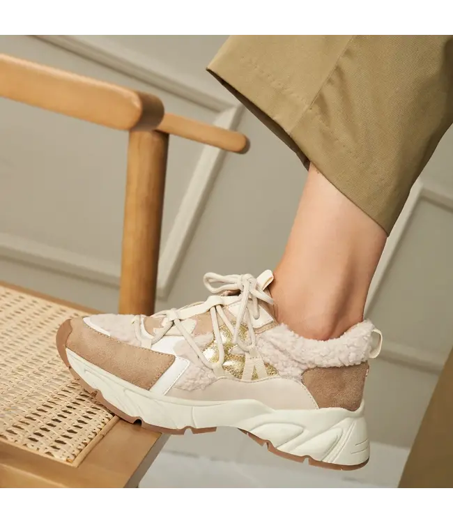 La Strada Sneaker Taupe/White Micro/Fur