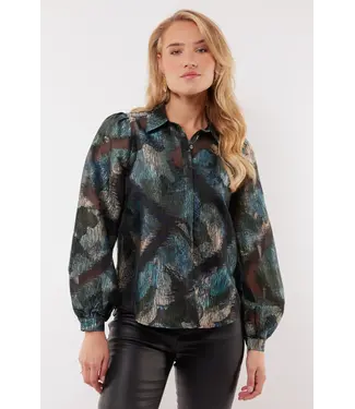 C&S The Label C&S Blouse Isabel Black/Deep Sea