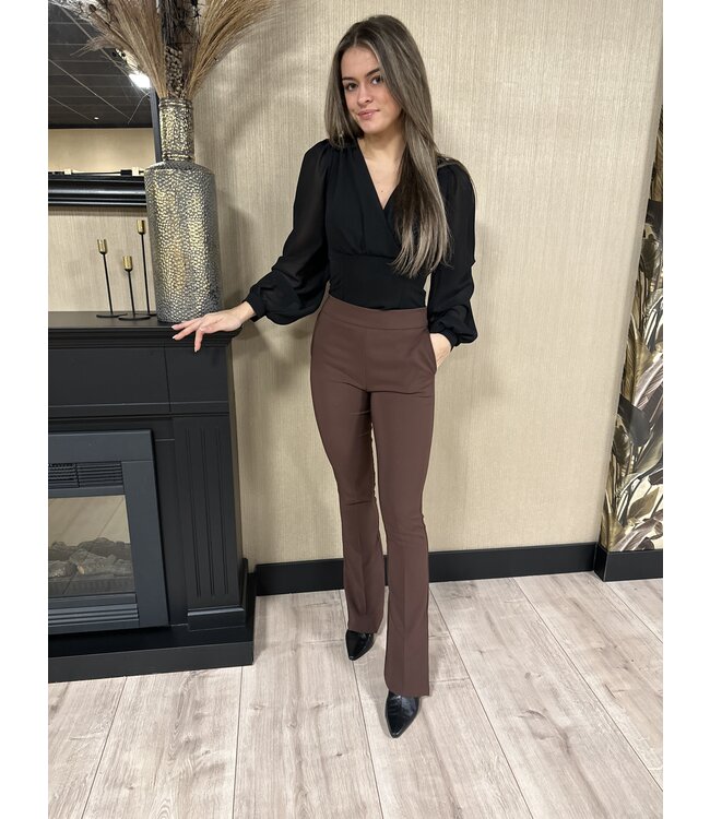 Rinascimento Broek Ella Flared Chocolate