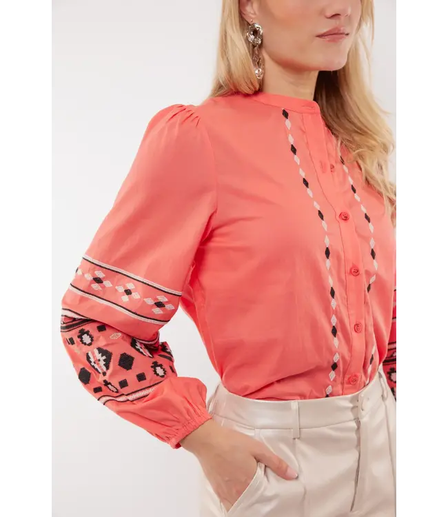 C&S Blouse Cascade Spicy Coral