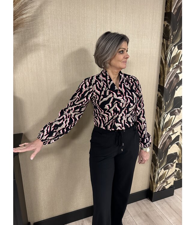 Lady Day Blouse Naomi LS Zebra Print