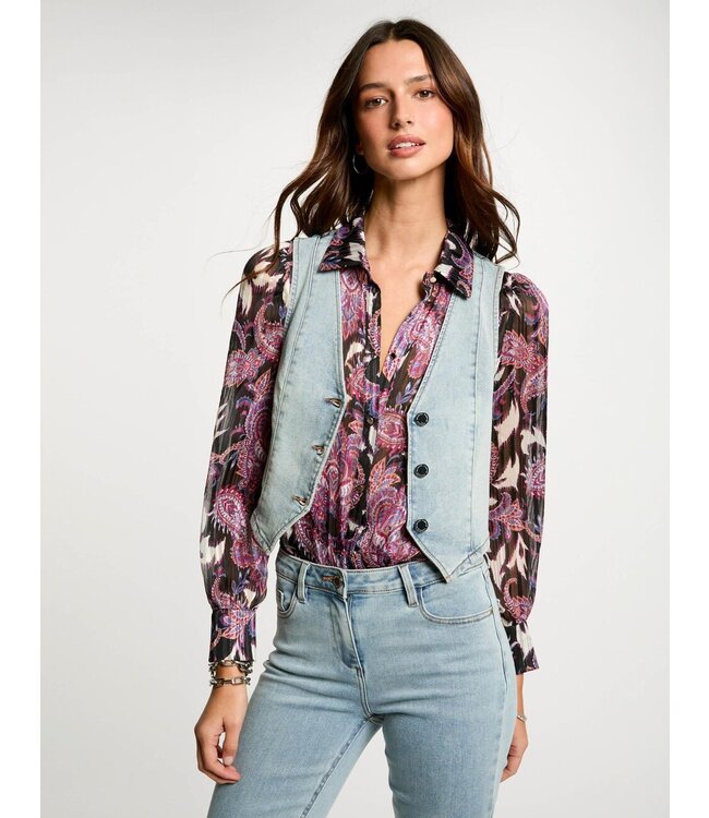 Morgan de toi Morgan Gilet Jeans Cfla Jean Bleached