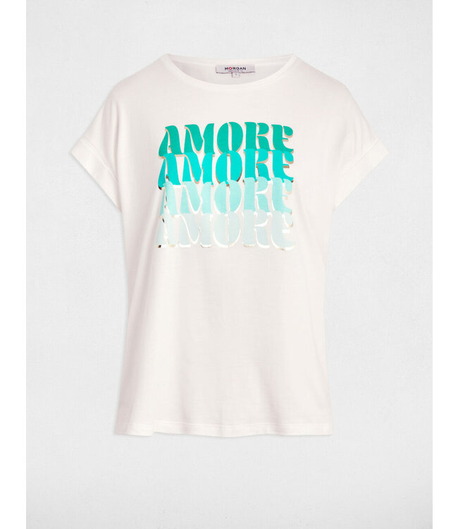 Morgan T-shirt Damor Off White / Green