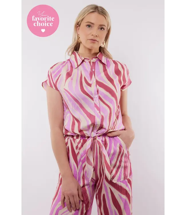 C&S The Label C&S Blouse Puerto Rico Offwhite / Super Pink
