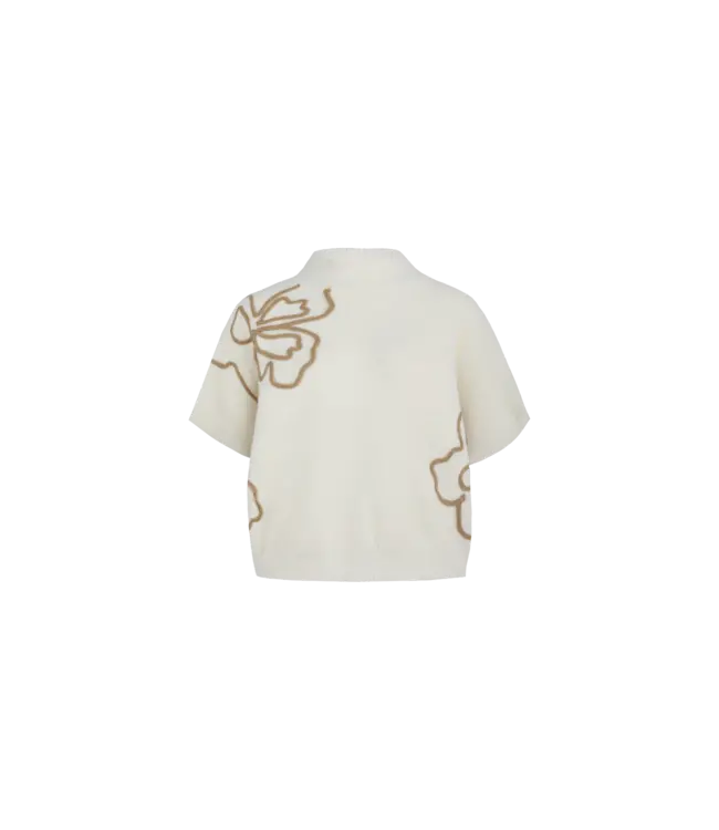 C&S Gilet Violette Wool White / Light Camel