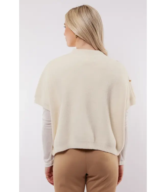 C&S Gilet Violette Wool White / Light Camel