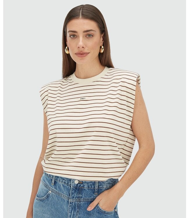 Josh V Top Sue Creme White Dark Brown