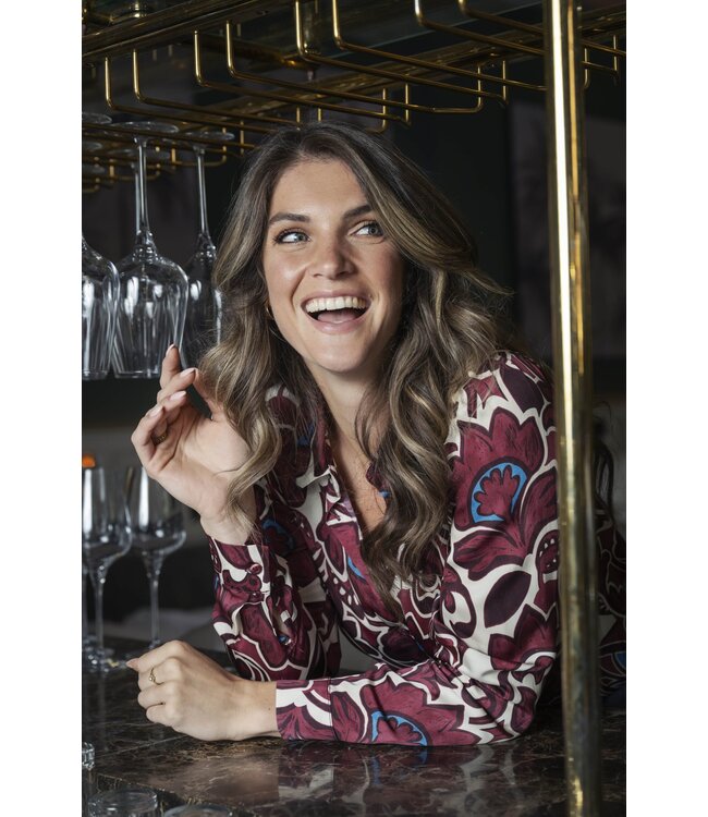 Elvira Blouse June Burgundy Flower