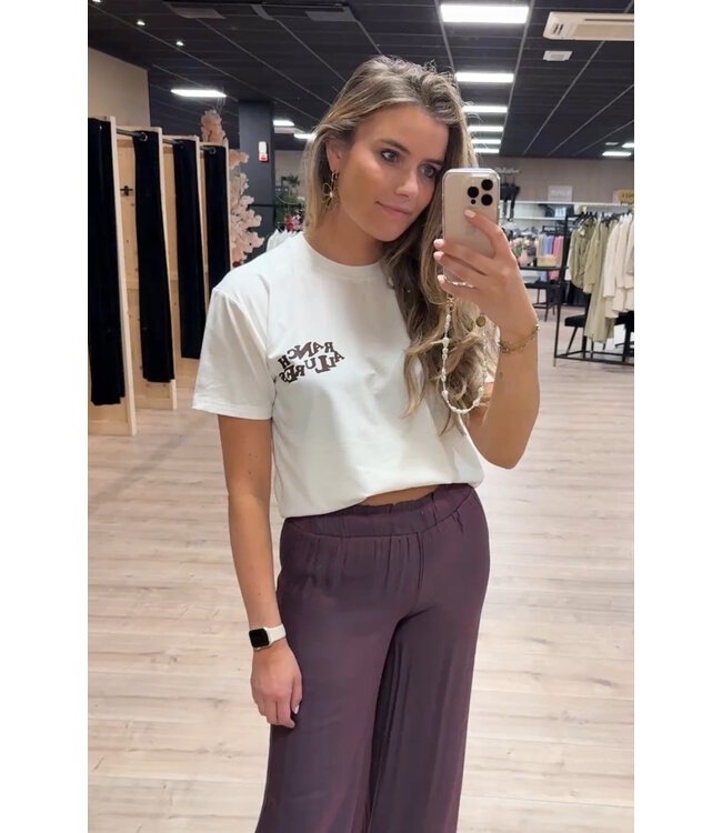 Fluresk T-shirt Mace Offwhite / Dark Purple