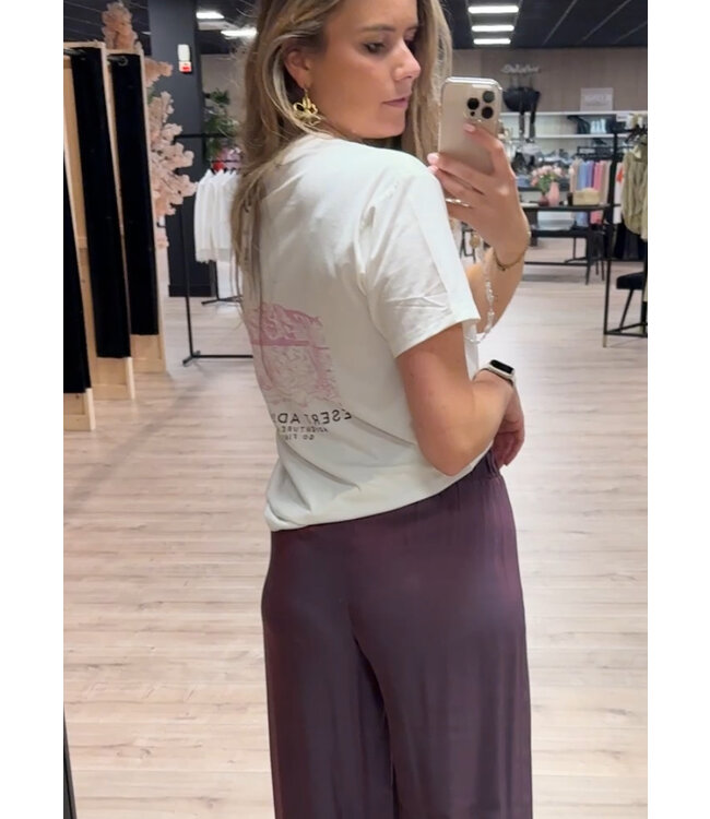 Fluresk T-shirt Mace Offwhite / Dark Purple