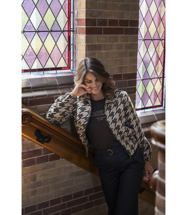 Elvira Bomber Jacket Puck Pied de Poule