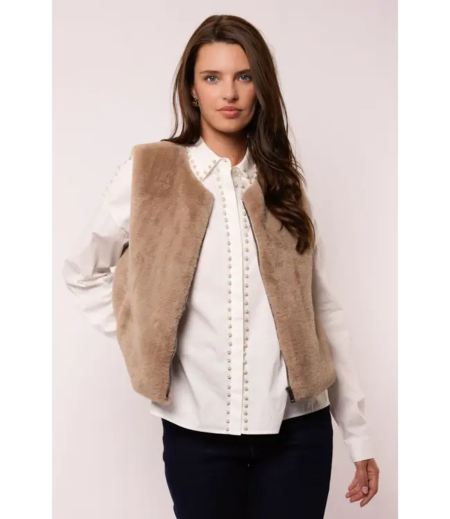 G-maxx Gilet Lalita Grey Brown