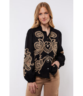 C&S The Label C&S Blouse Lisanne Black / Light Camel
