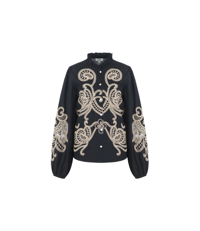 C&S Blouse Lisanne Black / Light Camel