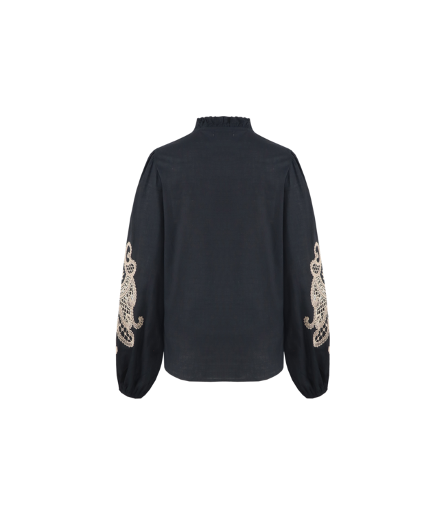 C&S Blouse Lisanne Black / Light Camel