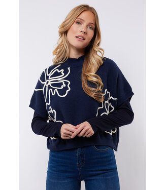 CS The Label C&S Gilet Violette Knit Midnight Blue / Sand