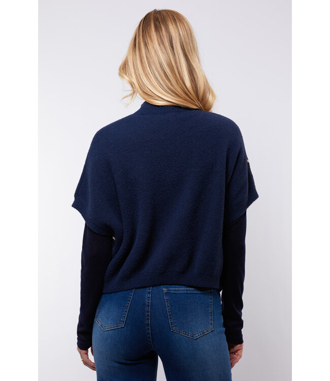 C&S Gilet Violette Knit Midnight Blue / Sand