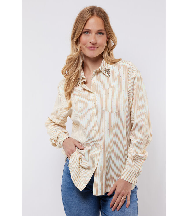 C&S Blouse Lyllith Offwhite / Light Camel