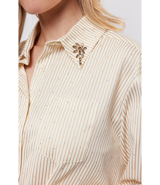 C&S Blouse Lyllith Offwhite / Light Camel