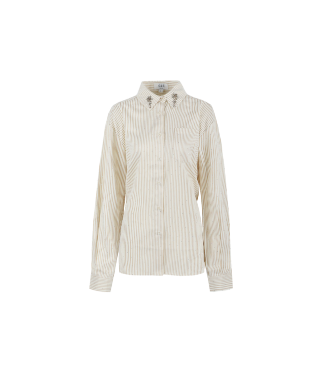 C&S Blouse Lyllith Offwhite / Light Camel