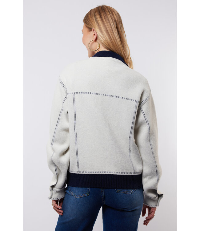 C&S Jacket Clemence Wool White / Blue