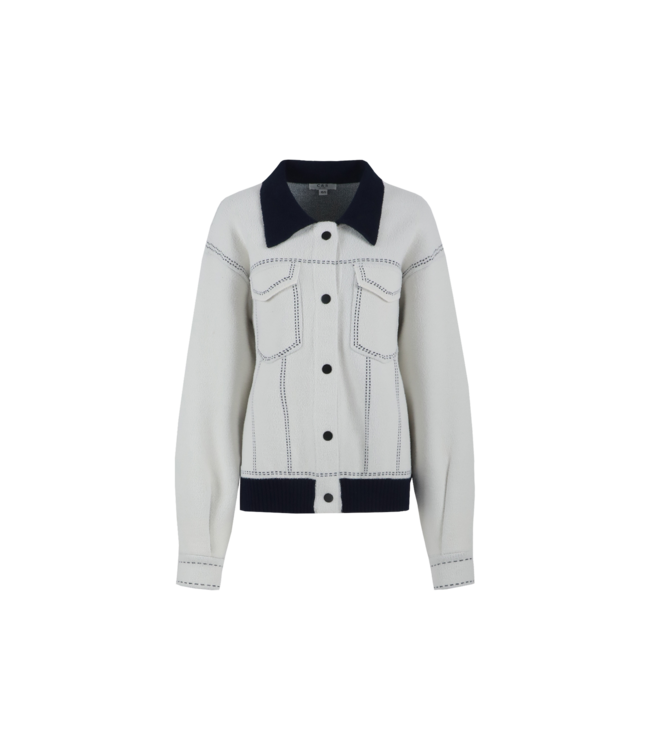 C&S Jacket Clemence Wool White / Blue