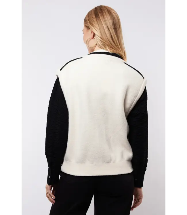 C&S Gilet Vesta Wool White / Black