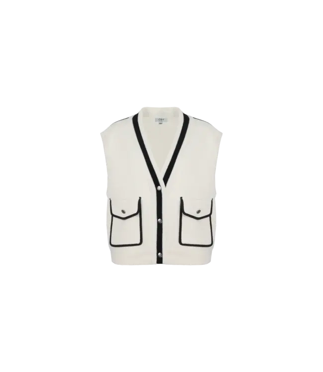C&S Gilet Vesta Wool White / Black