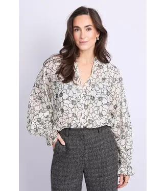 CS The Label C&S Blouse Lies Wool White / Black