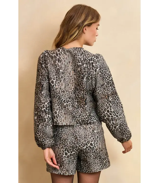 Lofty Manner Blouse Jacket Hedda Leopard Print
