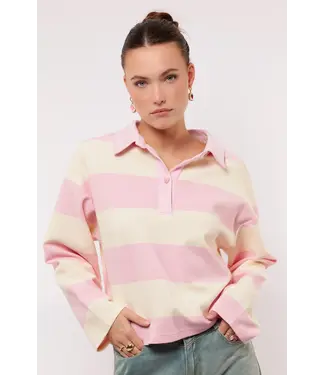 Fluresk Fluresk Sweater Zeyna Soft Pink / Offwhite