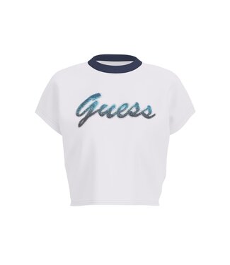 Guess Guess T-shirt Script Crop Pure White