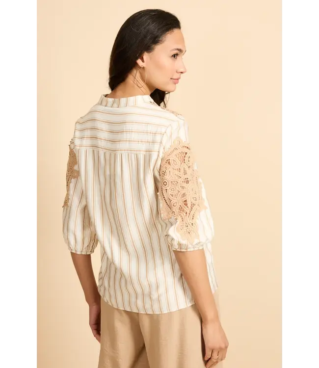 G-maxx Blouse Hester Offwhite / Kint Camel
