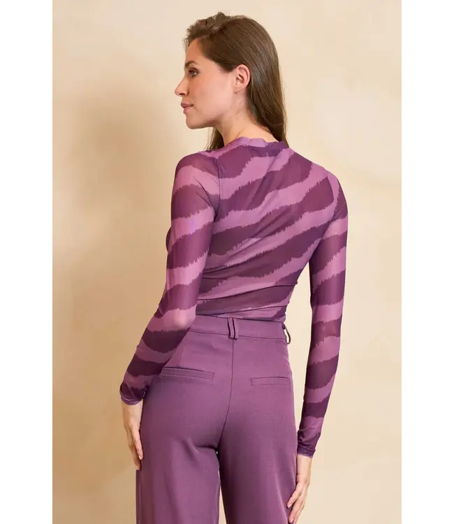 Lofty Manner Top Zina Purple Faded Stripe