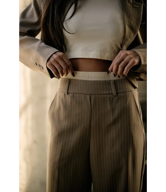 Malelions Women Pantalon Pinstripe Sand