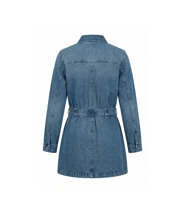 Malelions Women Jurk Cargo Denim Dress Light Blue