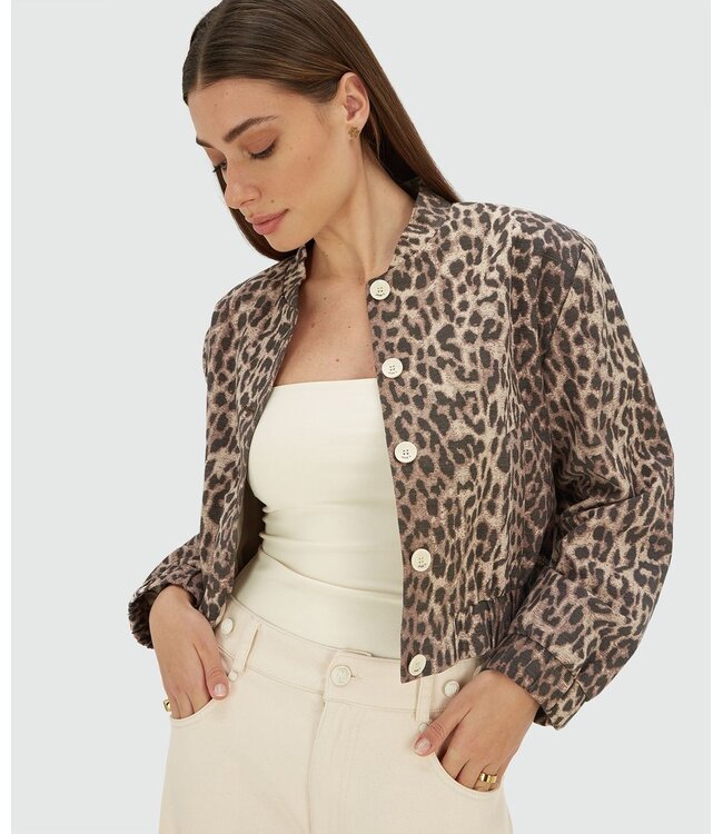 Josh V Bomber Jacket Nadine Leopard Brown