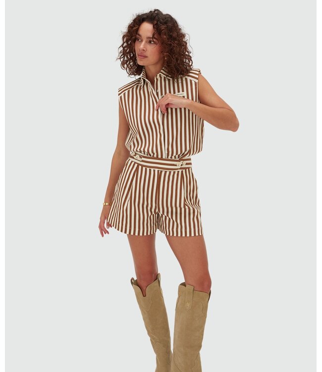 Josh V Short Faris Mocha Brown Stripe