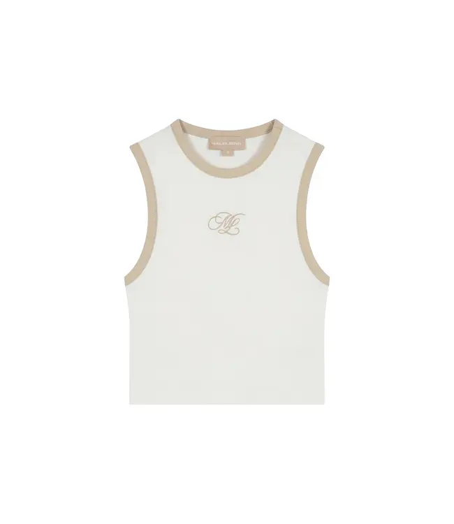 Malelions Women Emblem Sleeveless Crop Top Cream/Sand