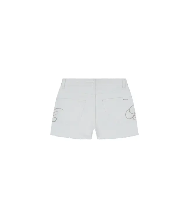 Malelions Women Emblem Denim Shorts White