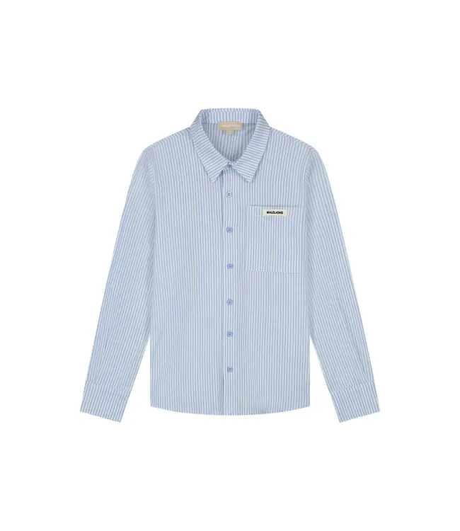 Malelions Women Patch Logo Blouse Striped Vista Blue